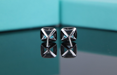 Tiffany & Co. Platinum Diamond Aquamarine Legacy Cushion Halo Stud