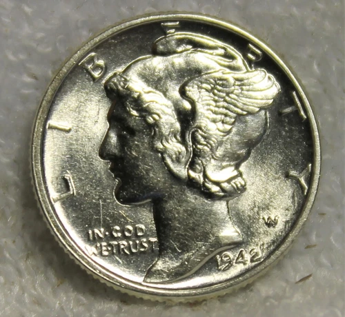 1942 uncirculated mercury dime full bands