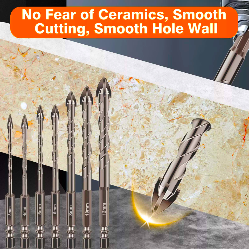 Tungsten Steel Drill Bit Set Triangle Four-blade 3mm-12mm for Tile ...