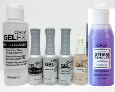 ORLY GELFX 6pc Kit - Base+ Top+ Primer +Oil .3oz & CLEANSER + Gel REMOVER 4oz