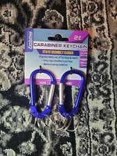 2pc 3.4" Aluminum BLUE Carabiner D Shape Buckle Pack Spring Snap Keychain Clip