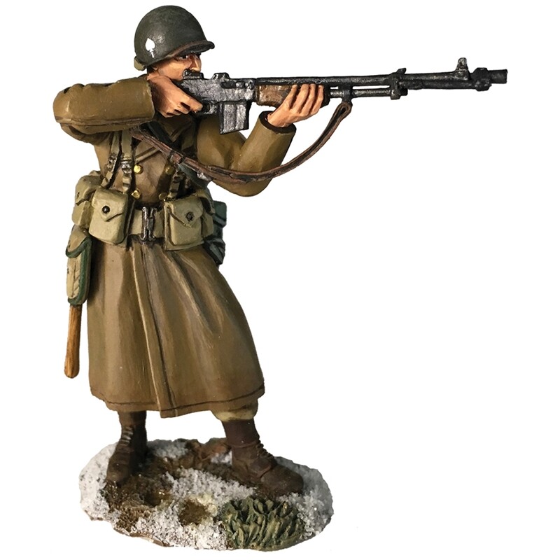 BRITAINS SOLDIERS WW2 25065 US 101st Airborne in Greatcoat Firing BAR Winter
