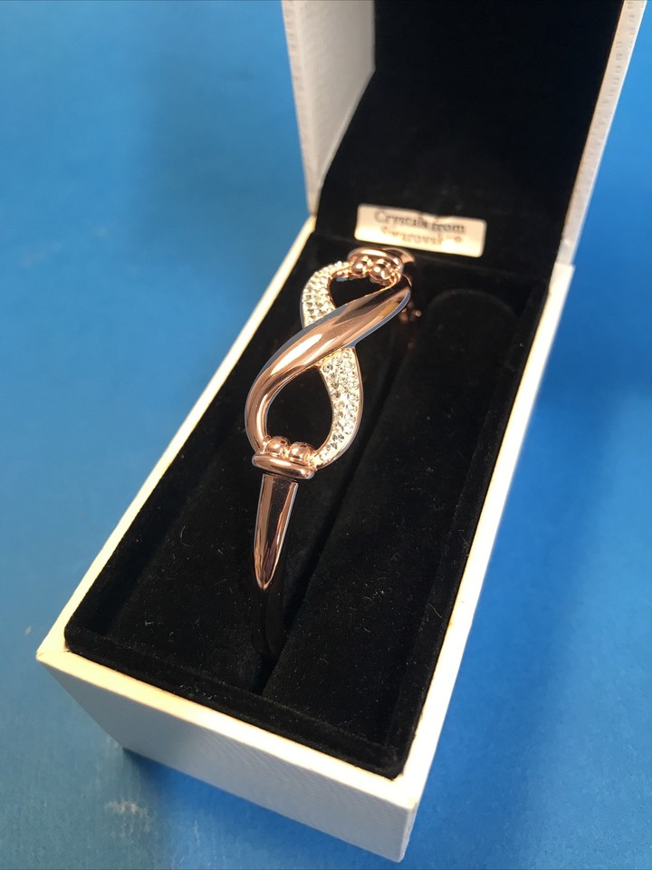 Warren James Rose Gold Coloured and Swarovski Crystal Infinity Bangle