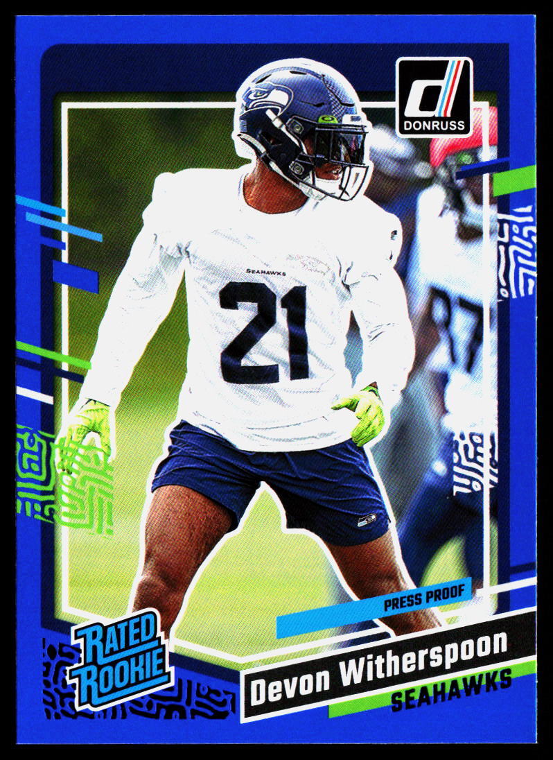 2023 Donruss #389 Blue Press Proof Devon Witherspoon RC