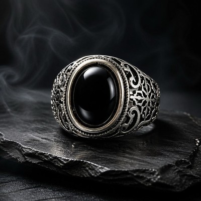 Vintage Gothic Design Stainless Steel Silver Statement Ring Size 9- Unisex