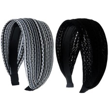 Headbands for Women Wide Large Non-slip Thick Teeth Fashion Hairbands 2 Pack