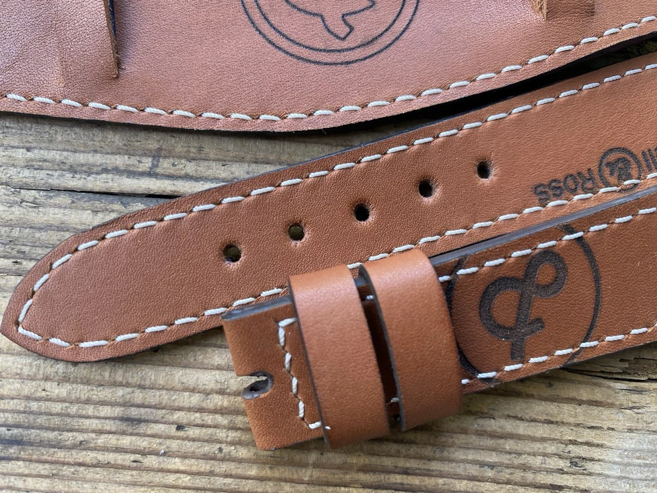 22/18mm handmade leather watch strap, Bell & Ross logo + Pad - Image 4 of 4