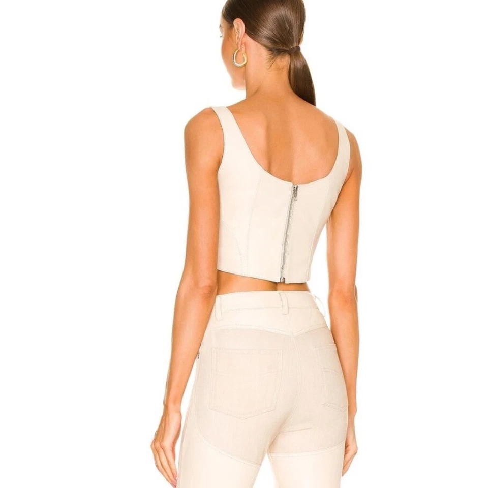 Bustier de cuero discreto vaquero occidental Mustang cuero de cordero recortado pequeño Foto 3 de 4