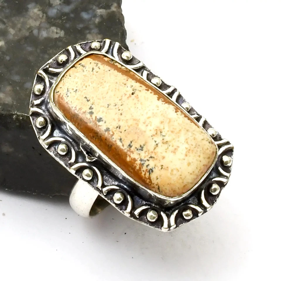 Bild Jaspis Edelstein Ethno Ring Schmuck für Weihnachten US-Größe - 9,25 AR 33383