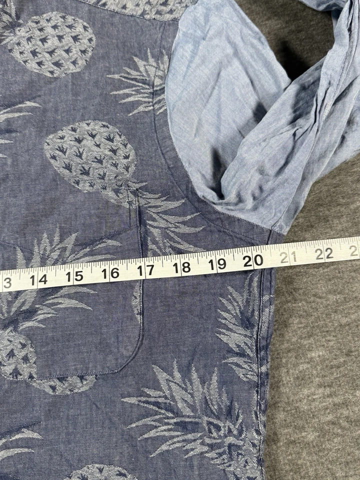 Gitman Bros x Journal Standard Shirt Mens Medium Blue Pineapple Long Sleeve - Image 3 of 4