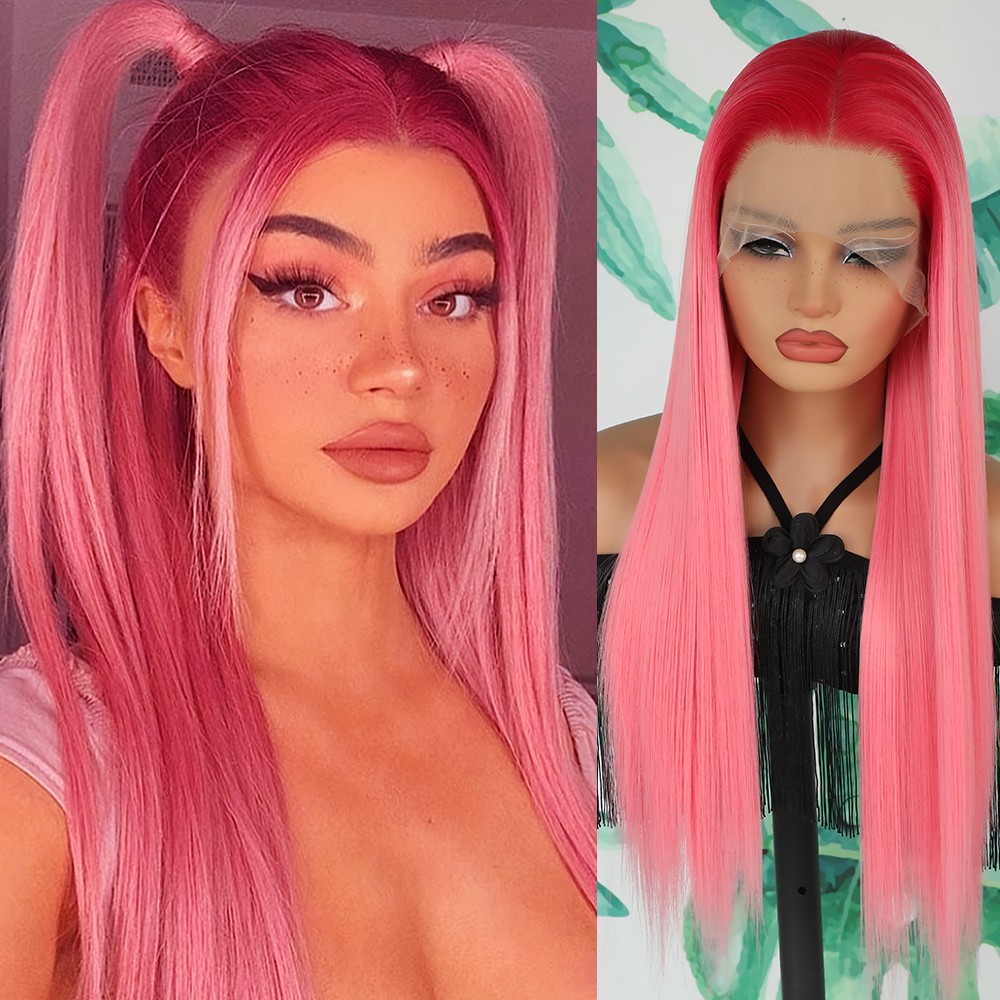 Straight Hair Synthetic Lace Front Wigs Women Party