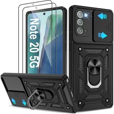 Samsung Galaxy Note 20 Military Grade Black Case, with Camere Screen Protectors