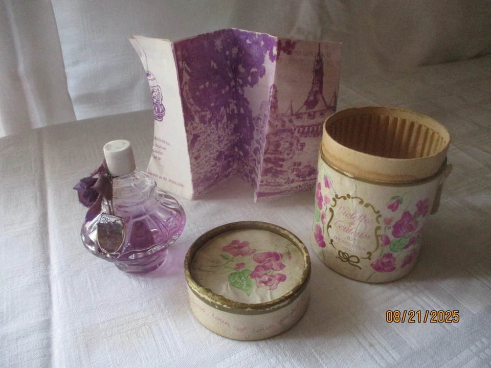 Ancien flacon de parfum violettes de Toulouse Berdoues AVEC  sa boite d'origine - Photo 3/4
