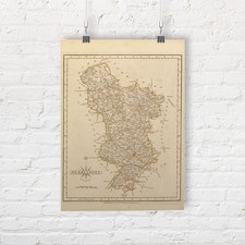 Mappa del Derbyshire, Inghilterra 1793. Stampa/poster vintage vecchia mappa inglese repro