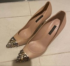 LOUIS VUITTON Pumps Heel Leather Beige EU38/US8 117988c