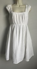 New Old Navy Women’s White Empire Waist Pocket Boho Mini Textured Cotton Dress S