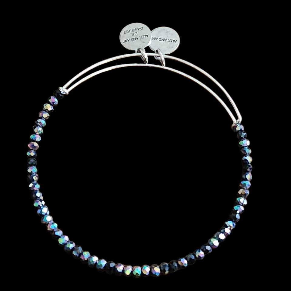 Brazalete con cuentas de vidrio iridiscente negro Alex and Ani Foto 2 de 3