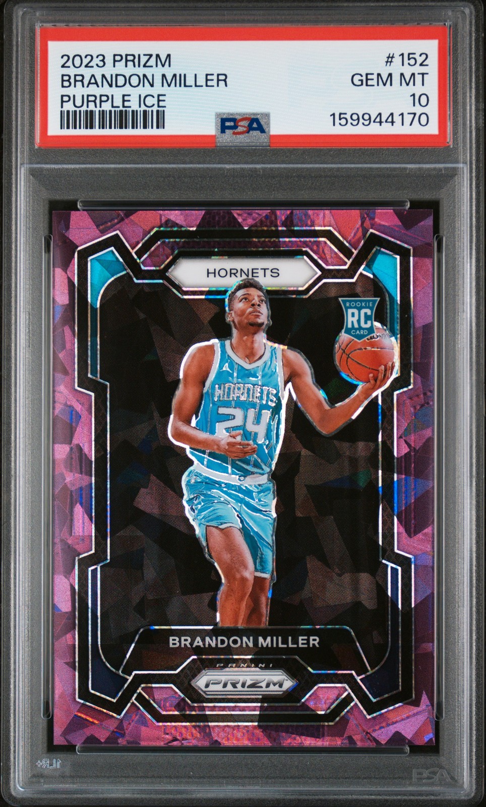 2023 PANINI PRIZM PURPLE ICE #152 BRANDON MILLER ROOKIE RC 118/149 PSA 10