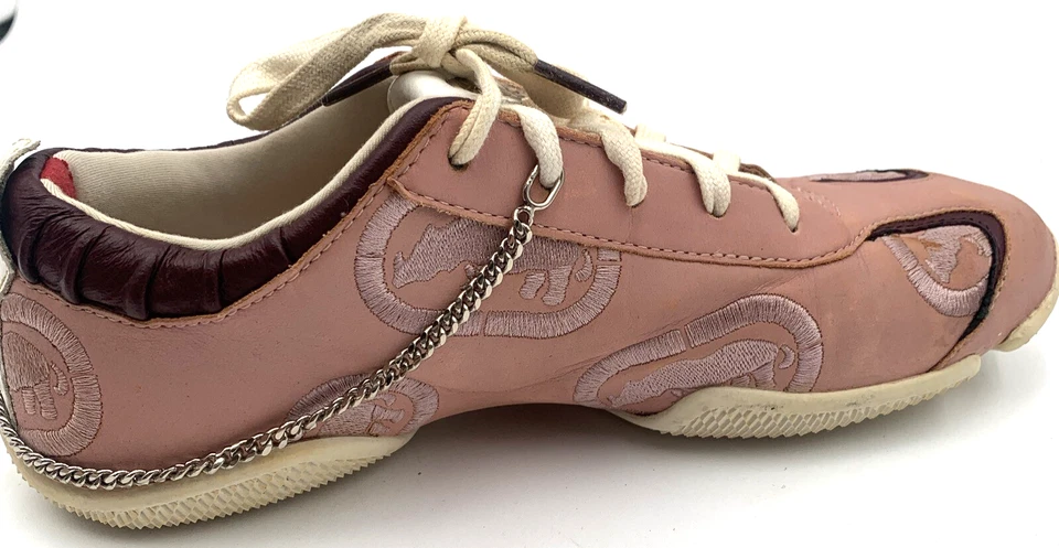 Zapatos Mujer Marc Ecko Rojo Talla 7.5 Rosa Tenis con Detalle de Cadena Logo Foto 4 de 4