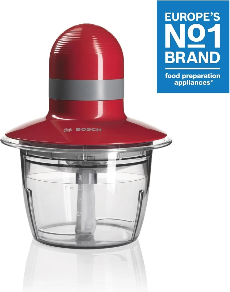 Bosch MMR08R1GB Mini Chopper, 400 W, 0.8 Litre - Red  - Image 2 of 4