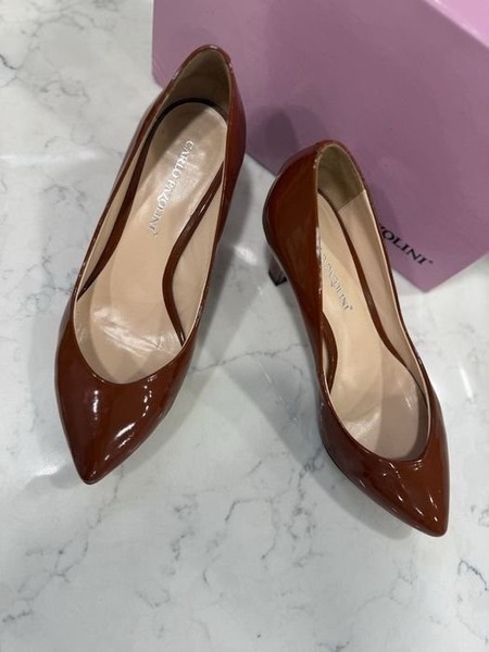 Women Heels Brown Leather 38 #193P