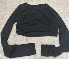 Black Long Sleeve Cropped Dance Top Adult Small/Medium