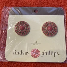 Lindsay Phillips "Calli" Interchangeable Shoe Snaps Charms Coral Medallion NEW