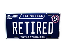 TENNESSEE STATE RETIRED METAL CAR NOVELTY LICENSE PLATE AUTO TAG