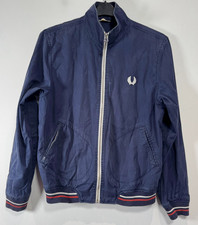 Fred Perry Harrington Bomber Jacket Mens Medium Blue Mock Neck Vintage Full Zip