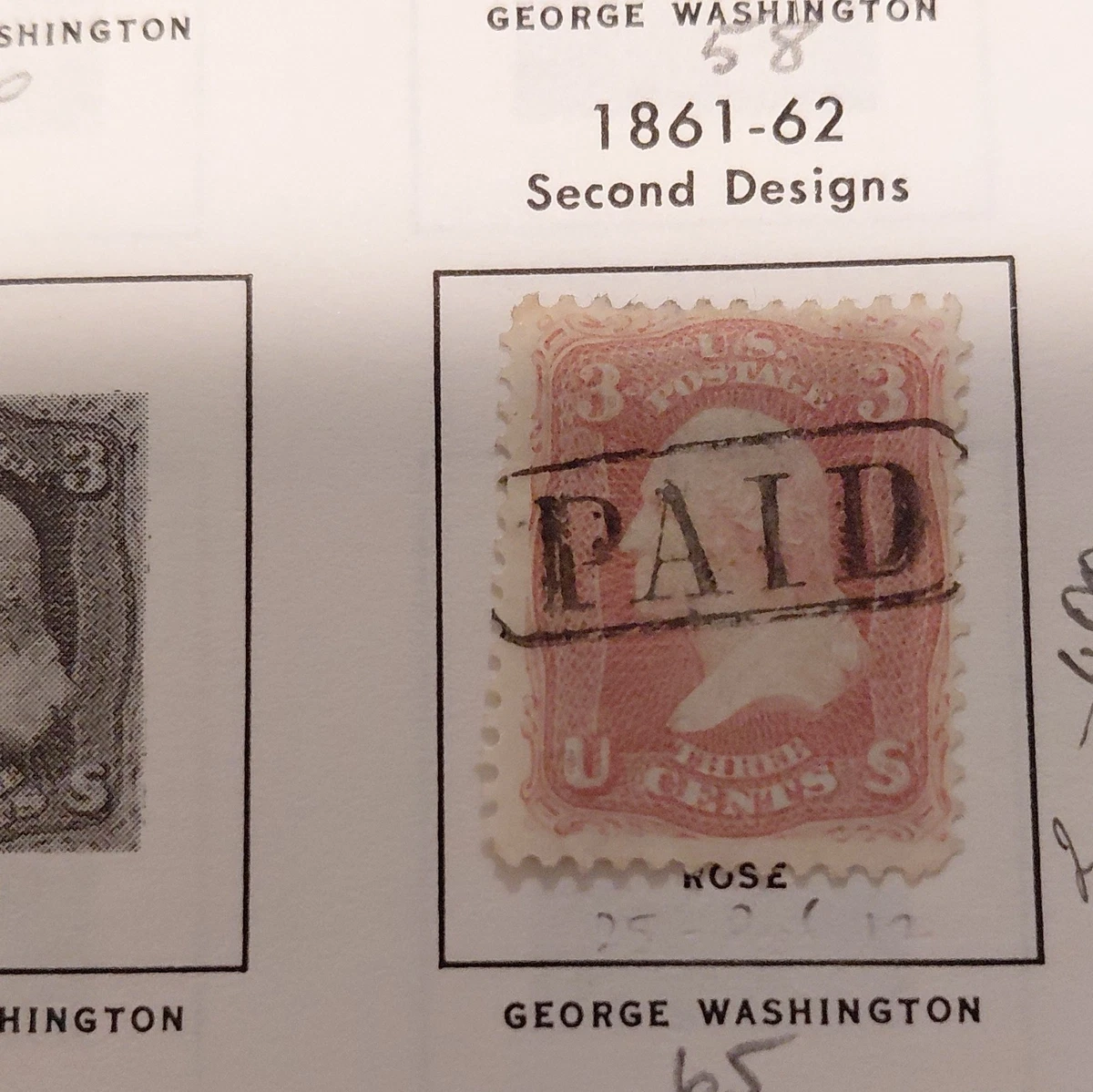 George Washington 3 Cent Stamp In Used Us Stamps (19th Century