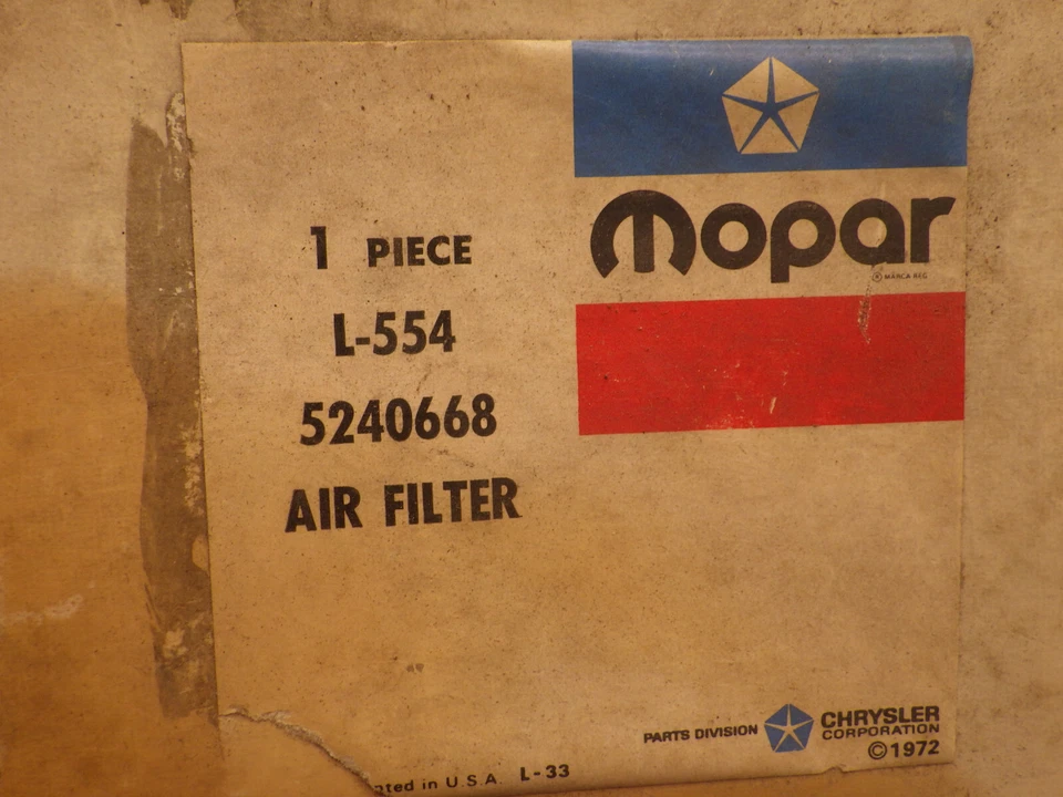Filtro de aire Mopar 5240668 1978-1983 Dodge Omni/Plymouth Horizon OEM NOS Foto 2 de 4