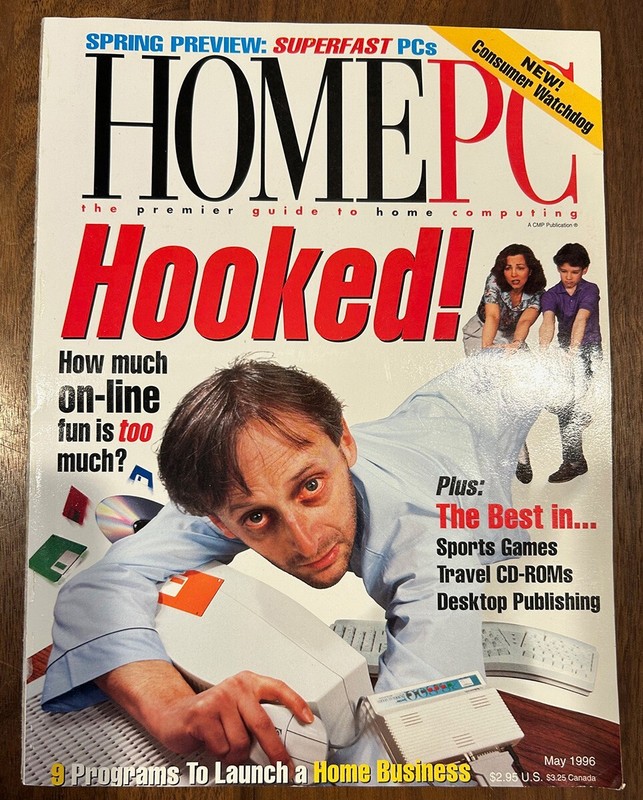 Vintage HOME PC May 1996 Computer Magazine : Hooked How Much On-Line Is Too Much