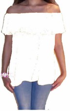 JOHN ZACK OFF THE SHOULDER IVORY SLEEVLESS GYPSY TOP