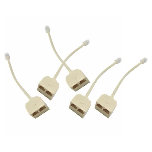 5 Pcs Telephone Plug Splitter Double Jack Adapter for Landline Separator Cord