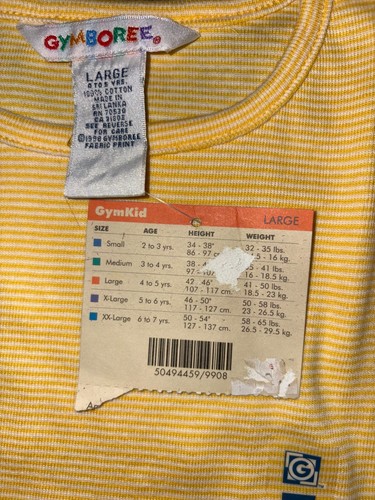 Gymboree vntg 1998 AMERICANA yellow striped Biker Short & Top LARGE 4 5 NWT - Picture 3 of 3