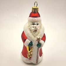 Vintage Merck's Santa Ornament Holding Staff Lantern Old World Christmas Blown