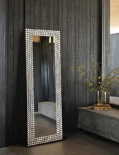 KOHROS Full Length Mirror - Jeweled Floor Mirror Accented Crystal Metal Frame,
