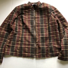 Sag Harbor Plaid Zip Blazer Jacket 16P A807