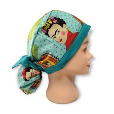 Frida Kahlo Mexican Ponytail Scrub Hat Pink Women Ladies Medical Green