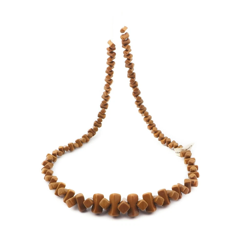 Strand (99) Cuentas de vidrio rectangular marrón vintage decoración checa Foto 2 de 4