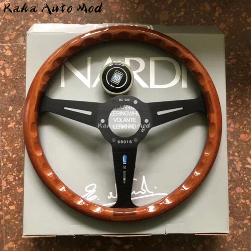 NARDI Classic 360mm Mahogany Wood Steering Wheel Black Spoke - Picture 3 of 5