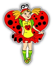 Ladybug Girl Cartoon Car Bumper Sticker Decal "SIZES''