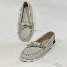 SIOUX MOX USA White LEATHER Moccasins Women's Solid Sole Size 5 by Tru-Stitch