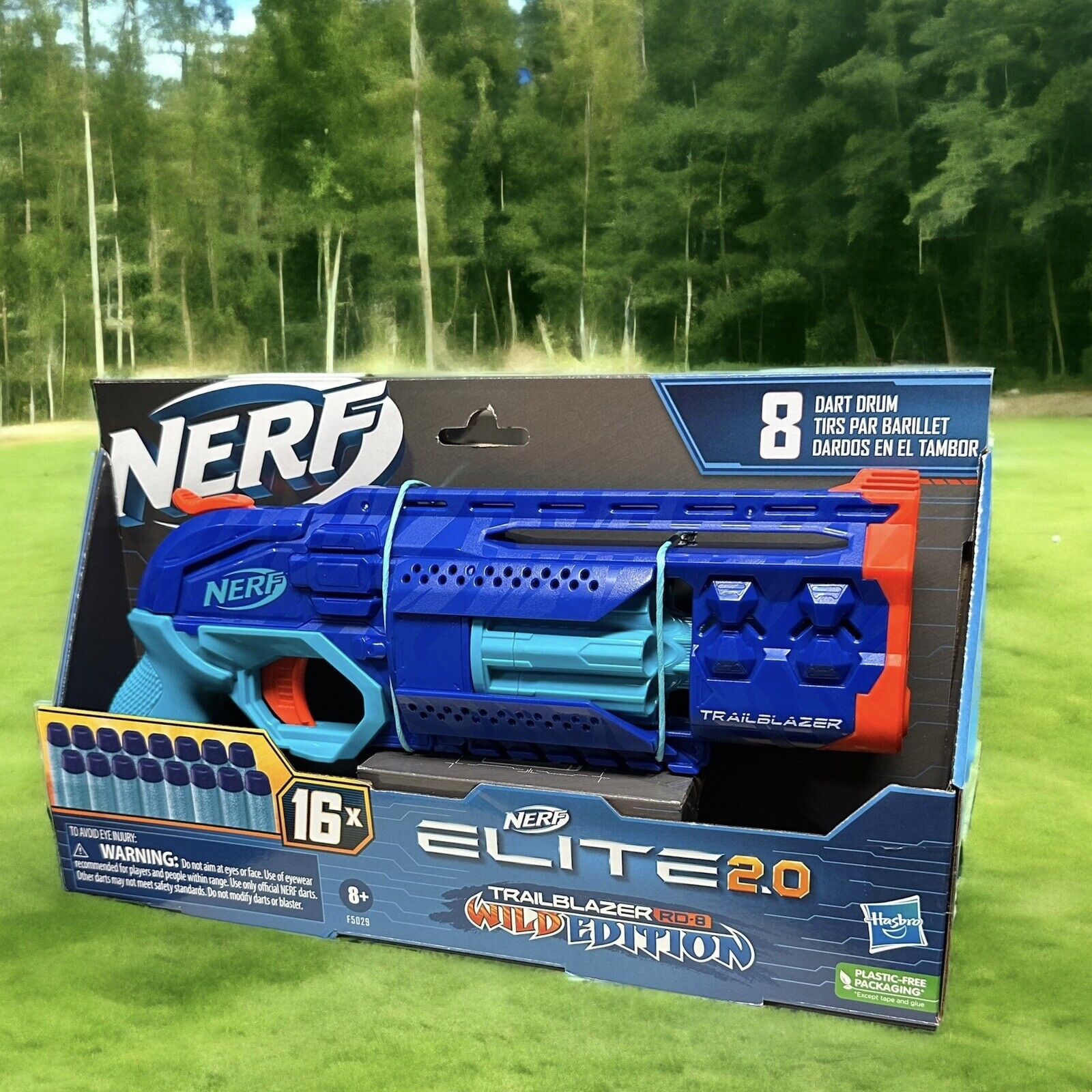 Nerf Elite 2.0 Trailblazer RD-8 Blaster, Wild Edition Color Design, 16 Nerf  Elite Darts 