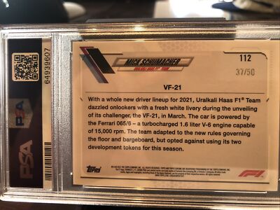 Carte Mick Schumacher Rookie 2021 Topps Chrome – Refractor, PSA 9, #51, Haas F1