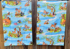 Two Handmade Disney's Bambi  Friend's Vintage Curtain Panels 32"x49" Each