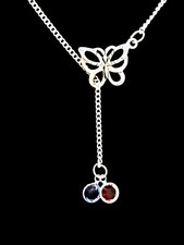 Birthstone Necklace Butterfly Mother's Day Gift Mom Wife Lariat Jewelry