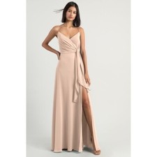 NWT Jenny Yoo Amara chiffon Maxi Dress soft Blush Size US12