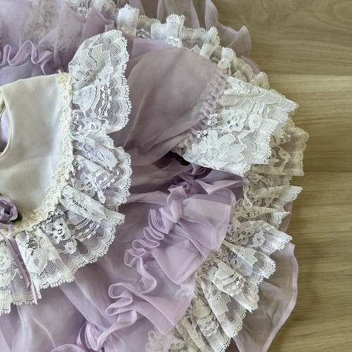 Vintage Full Circle Purple and White Ruffled Pageant Dress Baby 24” Bust - Picture 5 of 9