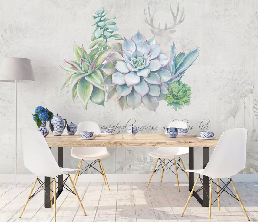 3D Succulent Flower 1069NA Wallpaper Wall Mural Removable Self-adhesive Fay